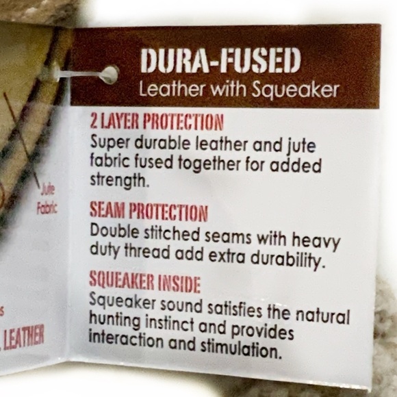 SPOT Ethical Pet Dura-Fused Leather Animal Tough Rope Ring Dog Toy, Fox … - Picture 3 of 5